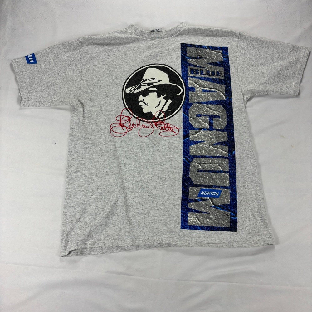 Vintage Richard Petty Norton Magnum Blue Graphic T Shirt Single Stitch Men Large
